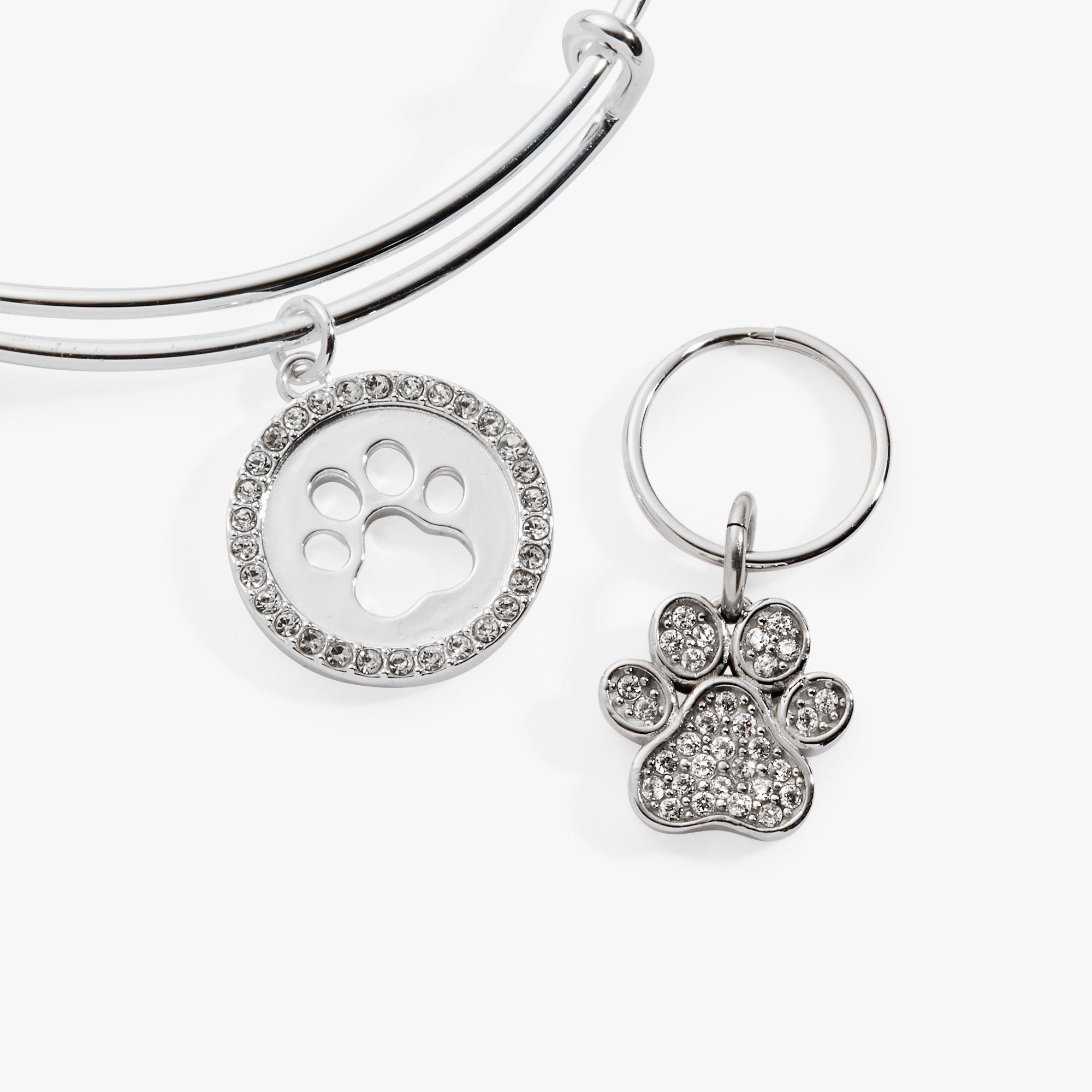 Paw Print Bangle & Charm, Set of 2 Silver | Alex and Ani