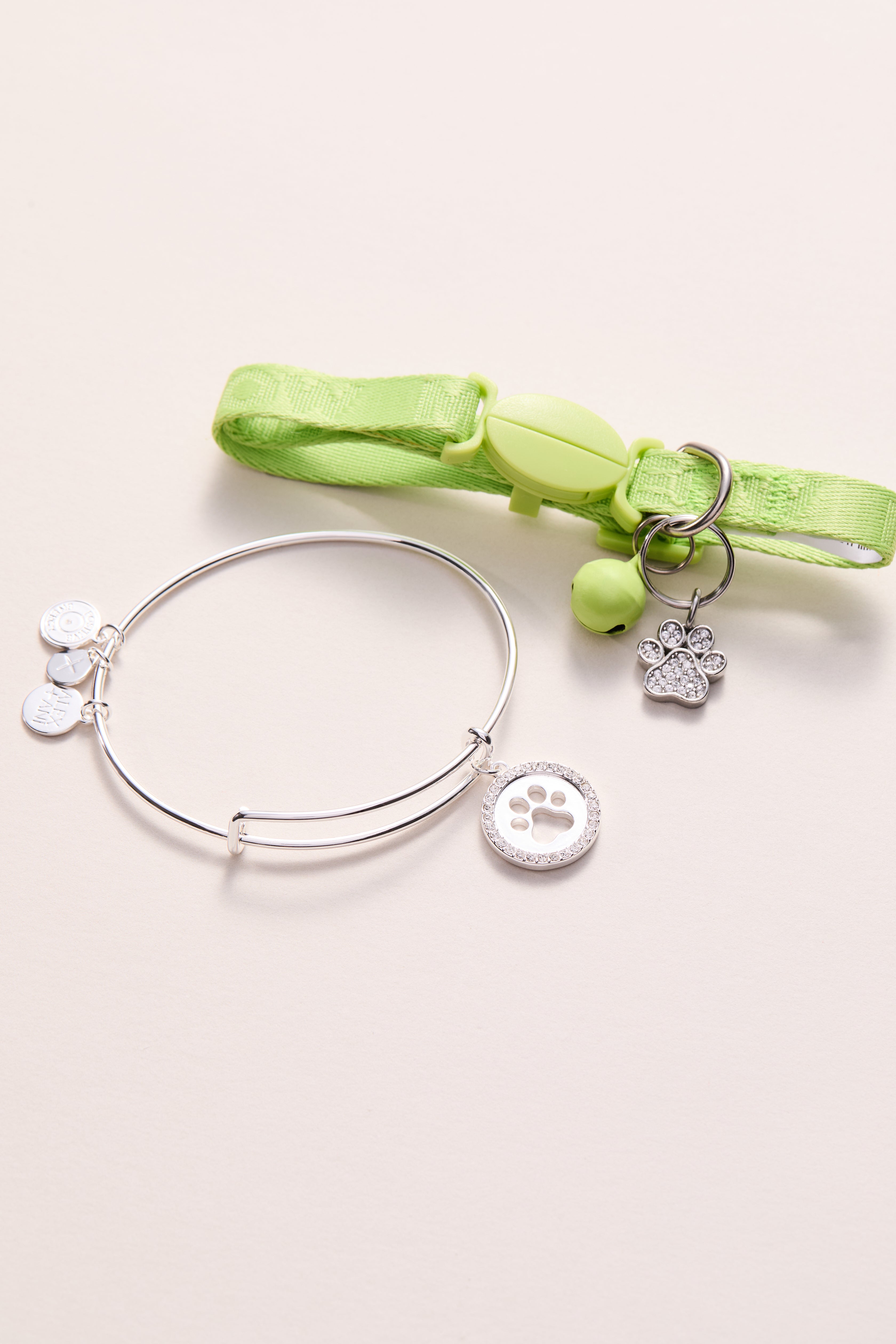 Paw Print Bangle & Charm, Set of 2 Silver | Alex and Ani