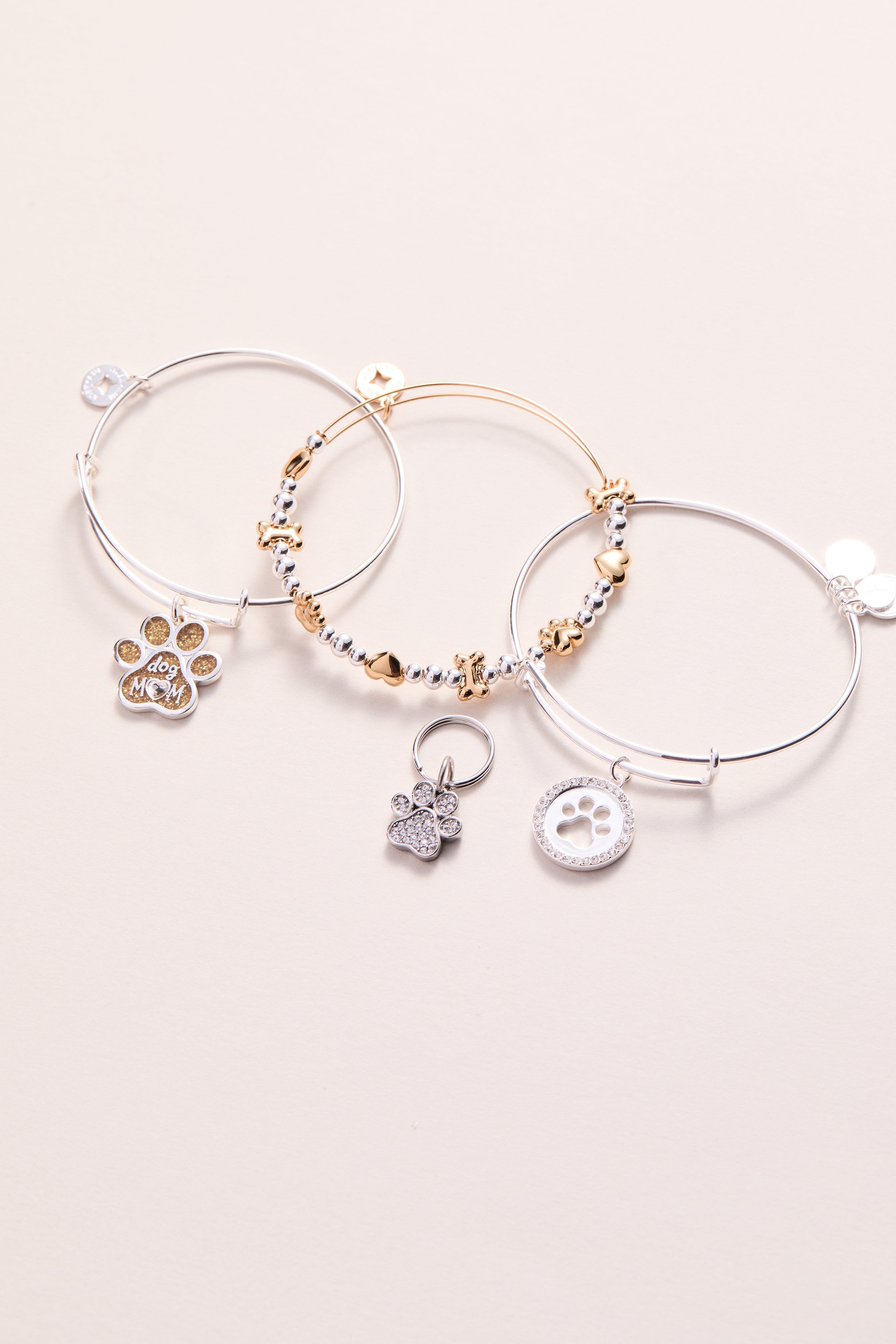 Paw Print Bangle & Charm, Set of 2 Silver | Alex and Ani