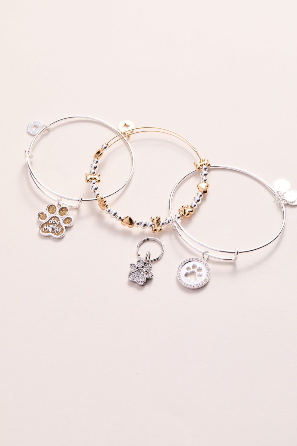 Paw Print Bangle & Charm, Set of 2 Silver | Alex and Ani