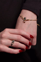 Celestial Cat Linear Bracelet Two Tone | Alex and Ani