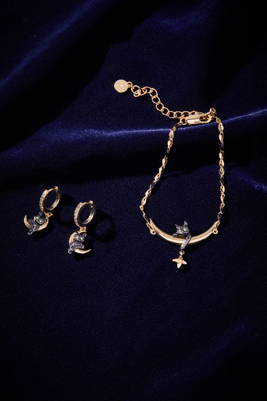 Celestial Cat Linear Bracelet Two Tone | Alex and Ani