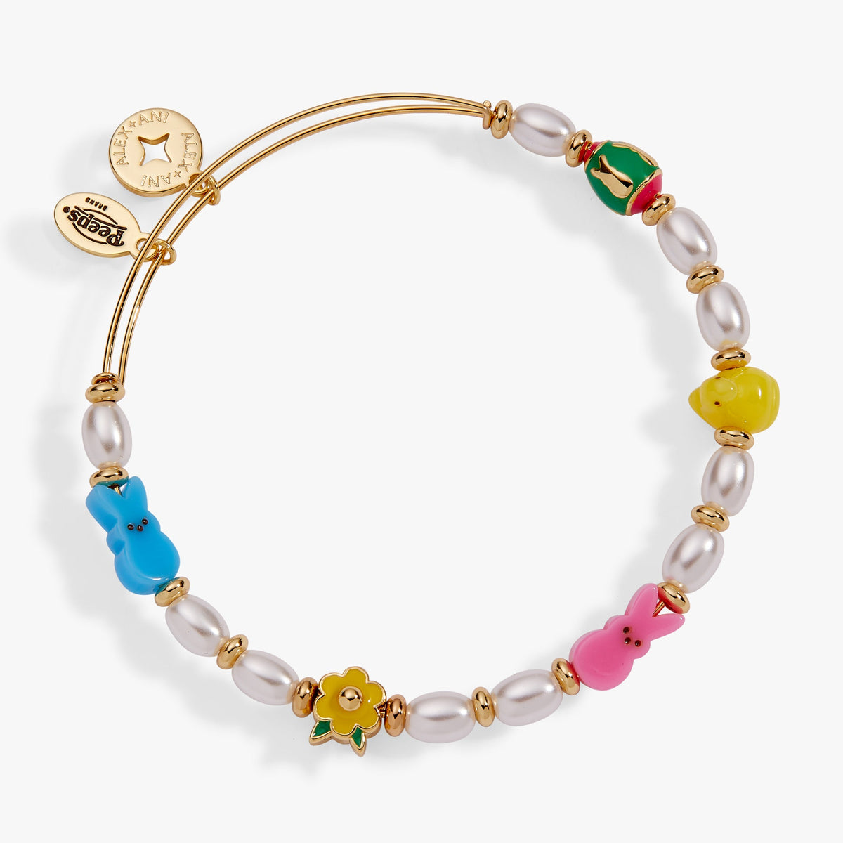 PEEPS® Chick and Bunny Beaded Bangle Gold | Alex and Ani