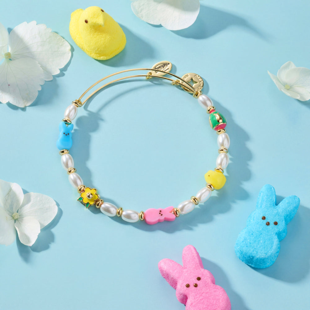 PEEPS® Chick and Bunny Beaded Bangle Gold | Alex and Ani