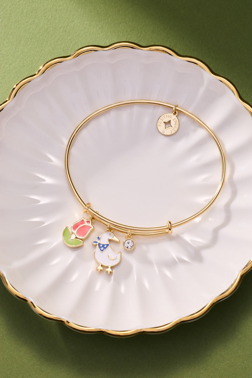 Garden Party Multi Charm Bangle Gold | Alex and Ani