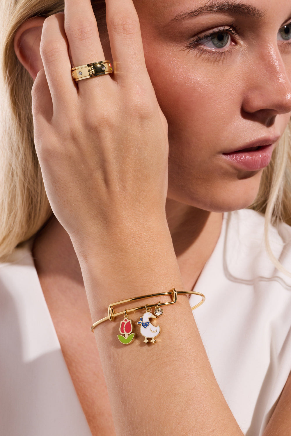 Garden Party Multi Charm Bangle Gold | Alex and Ani