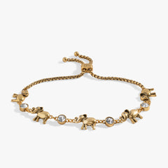 Elephant Crystal Bolo Bracelet Antique Gold | Alex and Ani