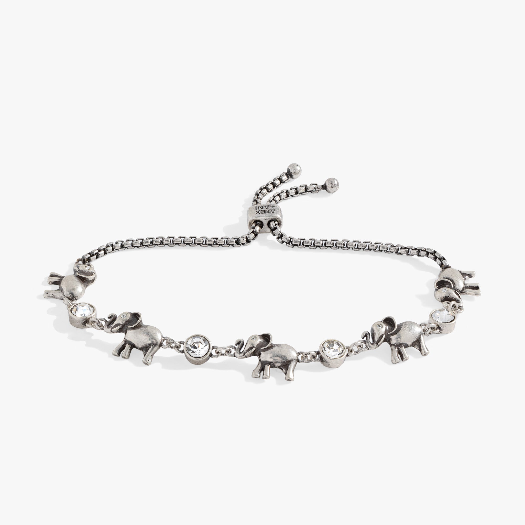 Elephant Crystal Bolo Bracelet Antique Gold | Alex and Ani