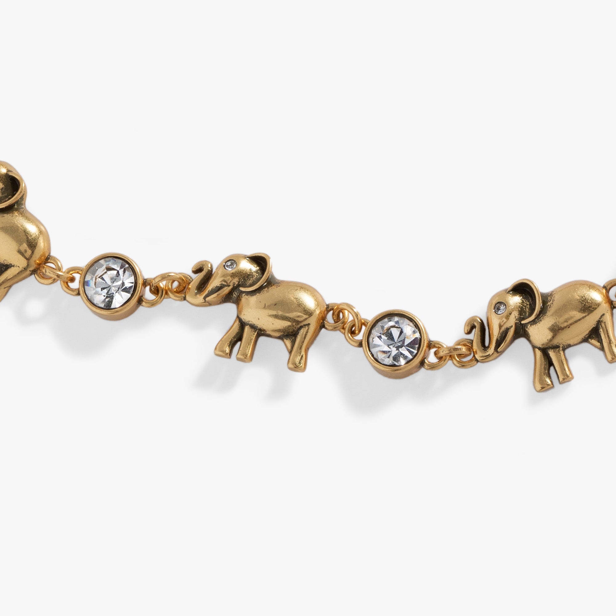 Elephant Crystal Bolo Bracelet Antique Gold | Alex and Ani