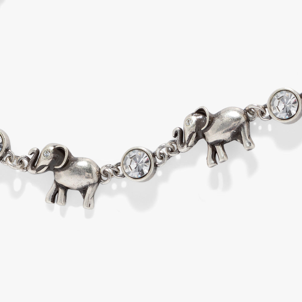 Elephant Crystal Bolo Bracelet Antique Gold | Alex and Ani