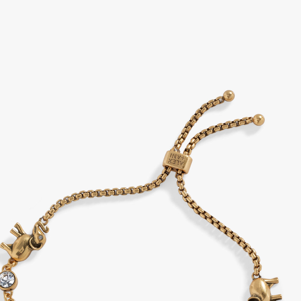 Elephant Crystal Bolo Bracelet Antique Gold | Alex and Ani