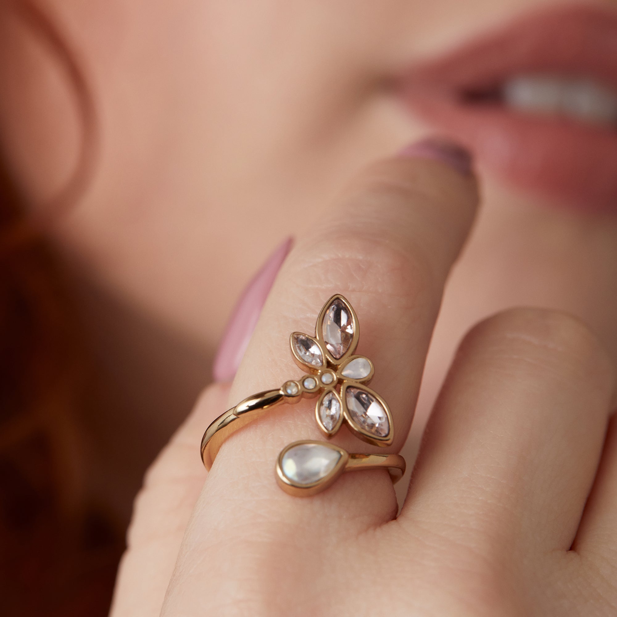 Crystal Dragonfly Ring Gold | Alex and Ani