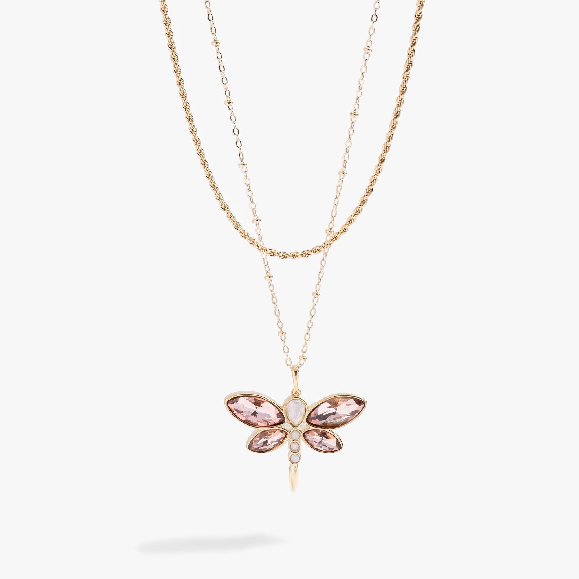 Crystal Dragonfly Double Layer Necklace Gold | Alex and Ani