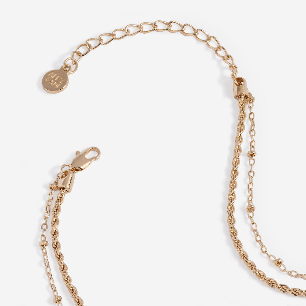 Crystal Dragonfly Double Layer Necklace Gold | Alex and Ani