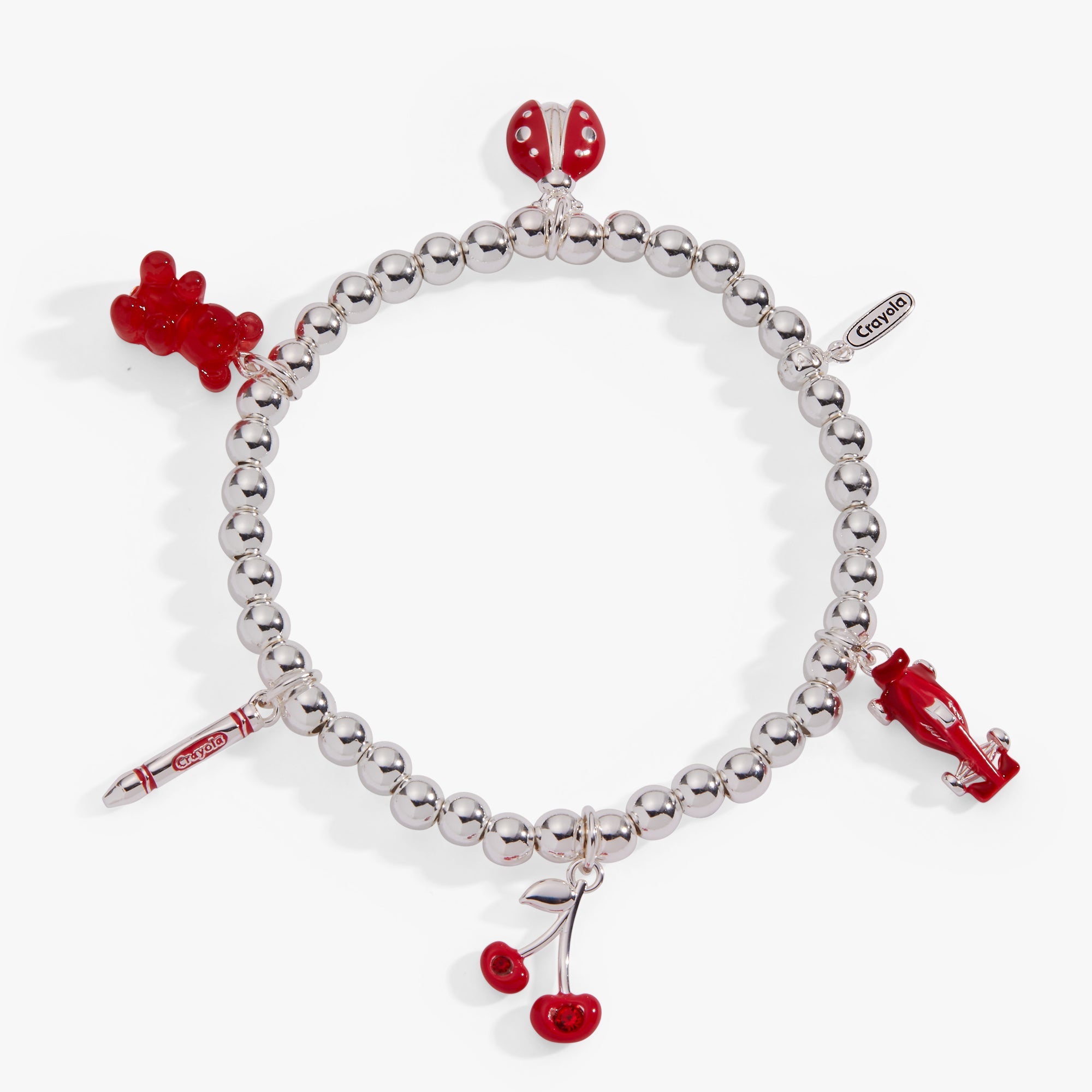 Crayola Scarlet Charm Stretch Bracelet Silver | Alex and Ani