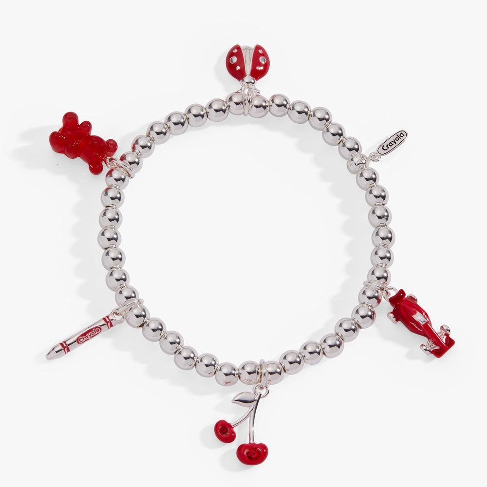 Crayola Scarlet Charm Stretch Bracelet Silver | Alex and Ani