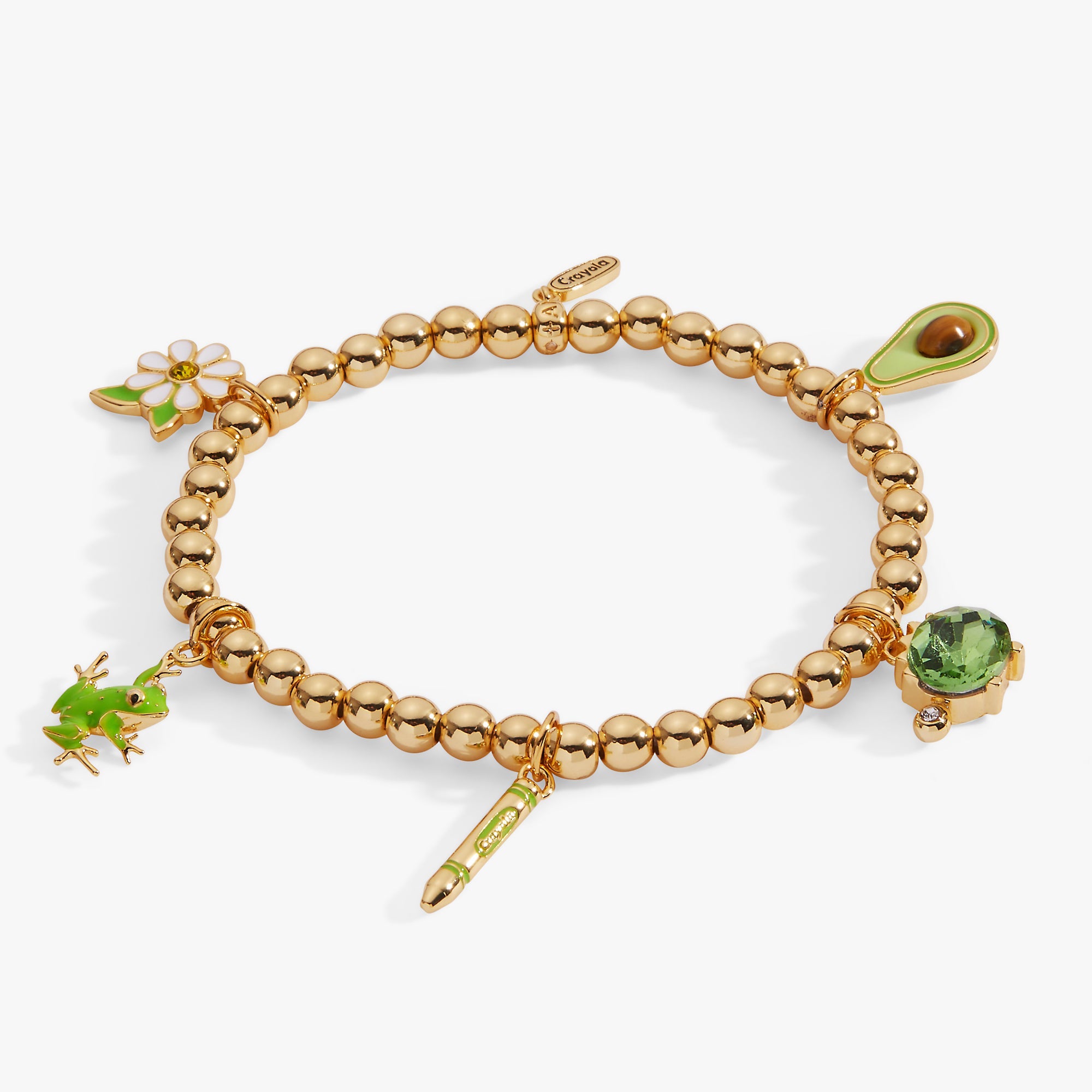 Crayola Forest Green Charm Stretch Bracelet Gold | Alex and Ani