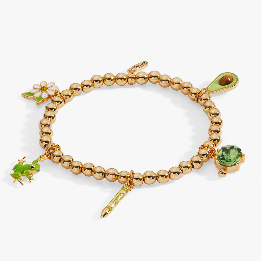 Crayola Forest Green Charm Stretch Bracelet Gold | Alex and Ani
