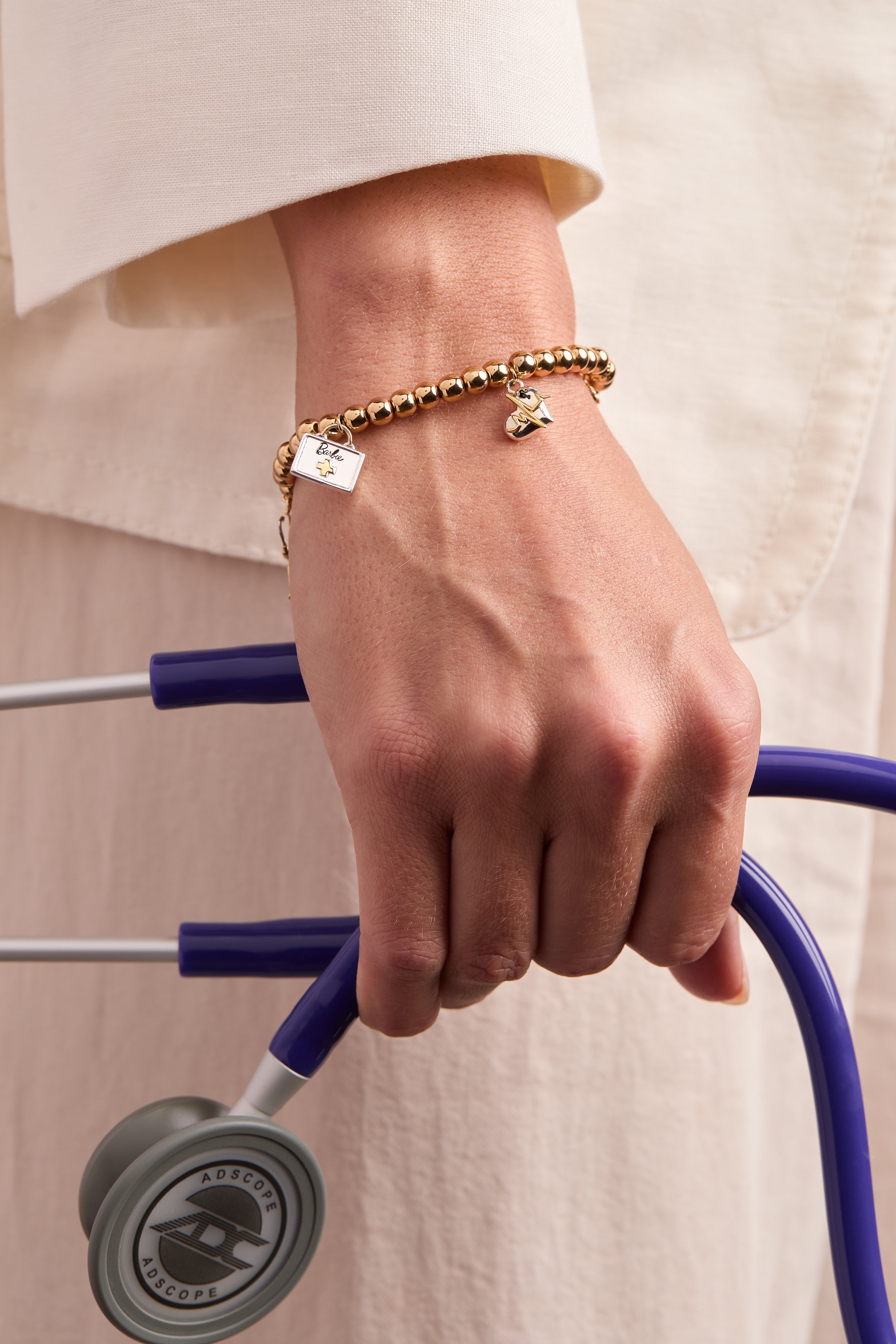 Barbie™ Medical Stretch Bracelet Two Tone | Alex and Ani