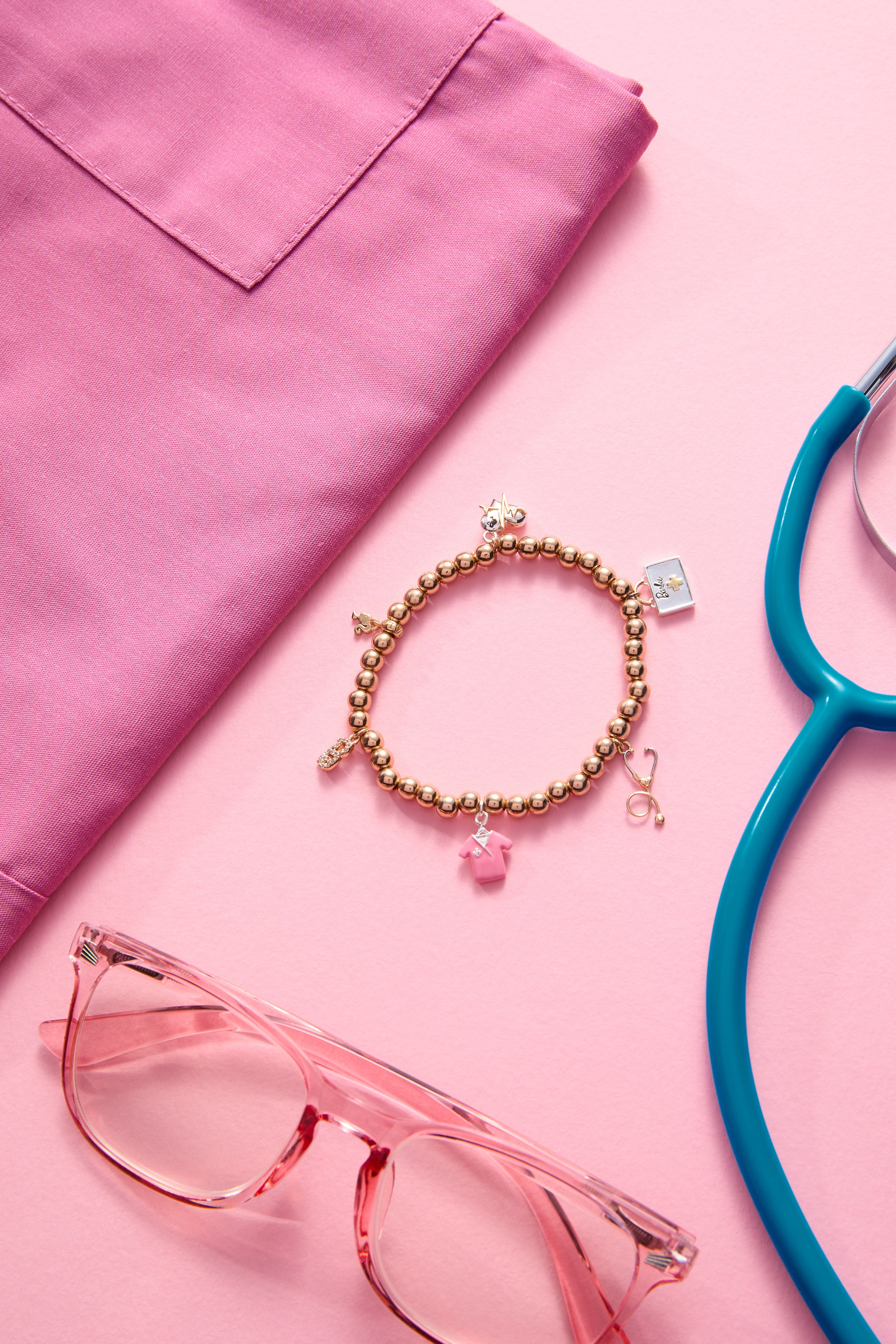 Barbie™ Medical Stretch Bracelet Two Tone | Alex and Ani