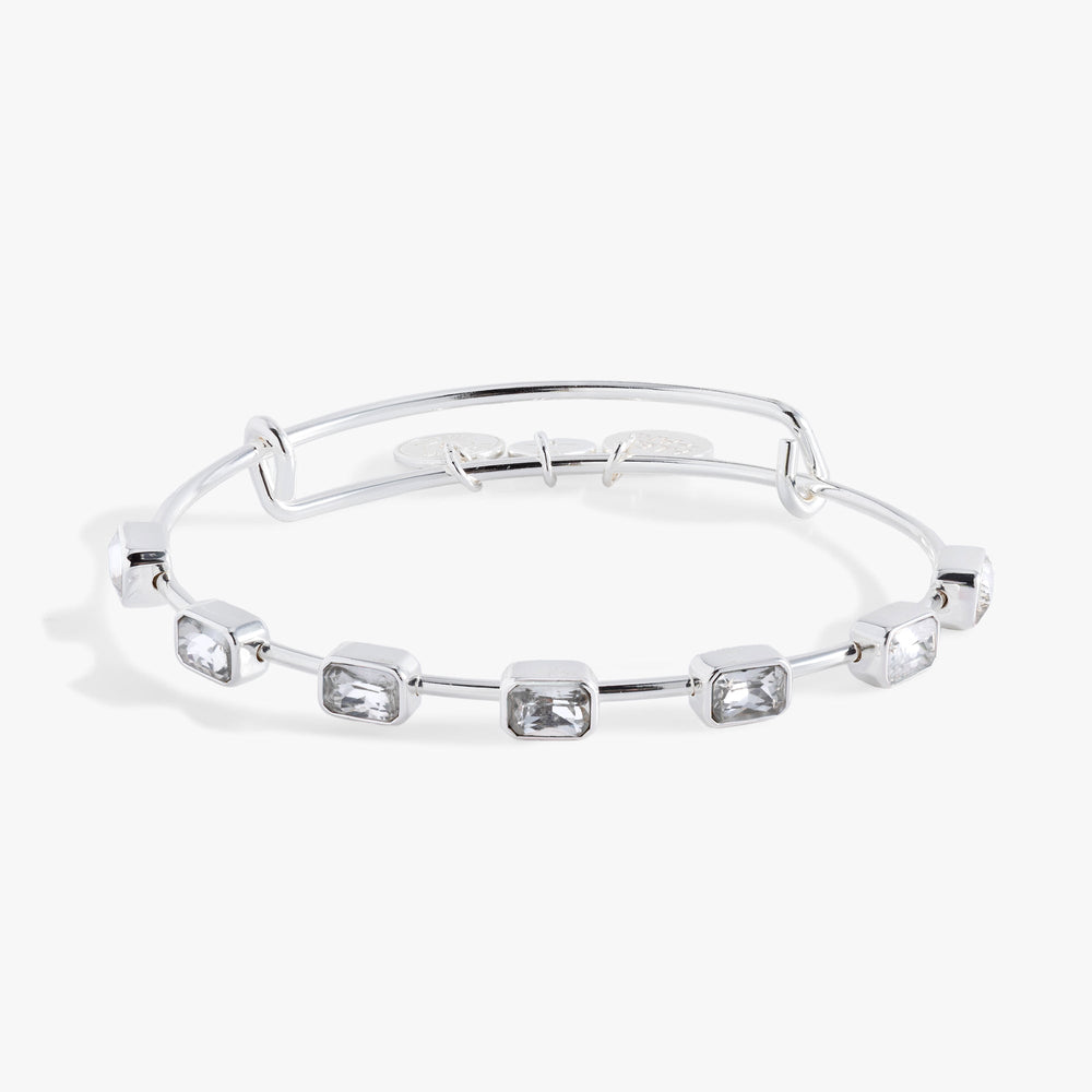 April Birthstone Emerald Cut Bangle Silver | Alex and Ani