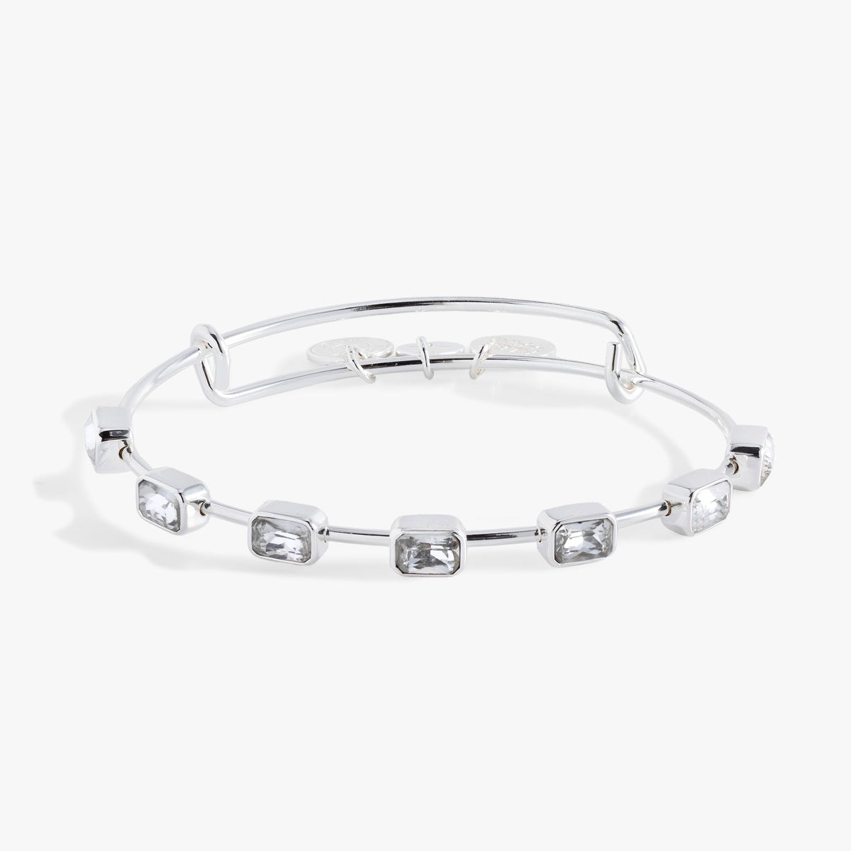 April Birthstone Emerald Cut Bangle Silver | Alex and Ani