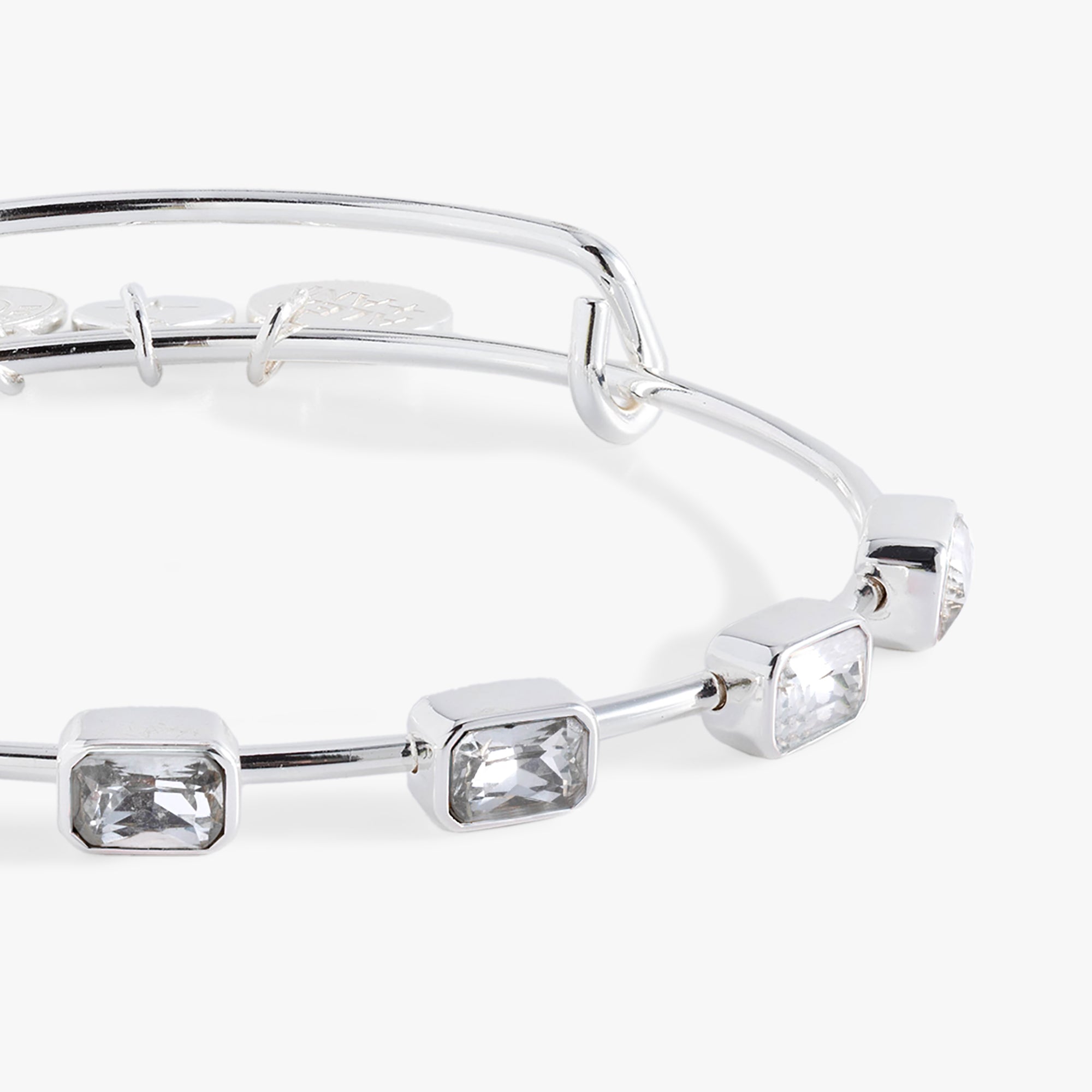 April Birthstone Emerald Cut Bangle Silver | Alex and Ani