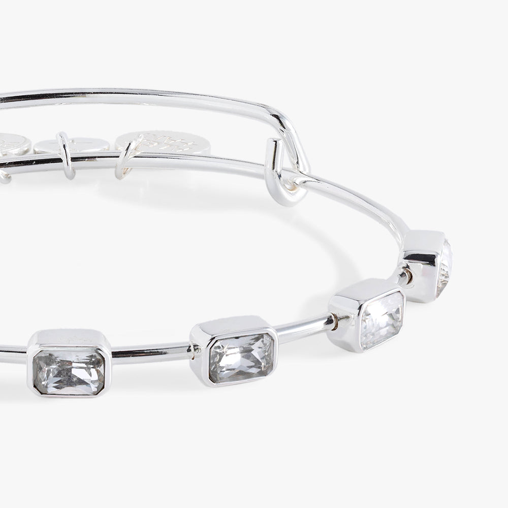 April Birthstone Emerald Cut Bangle Silver | Alex and Ani
