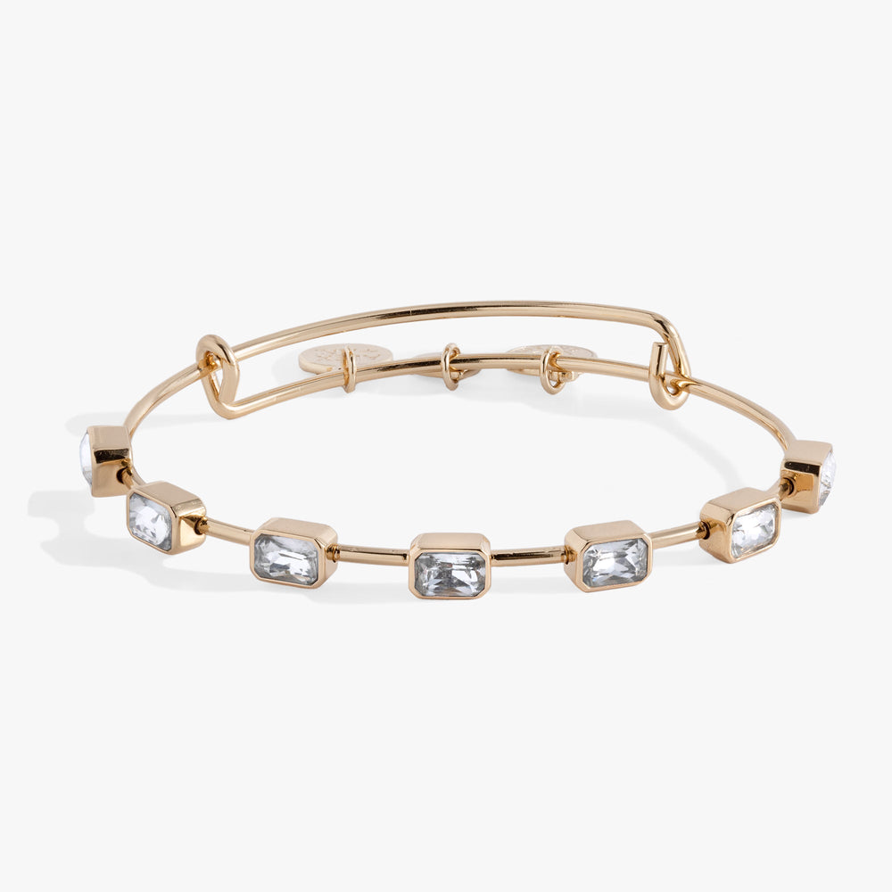 April Birthstone Emerald Cut Bangle Silver | Alex and Ani