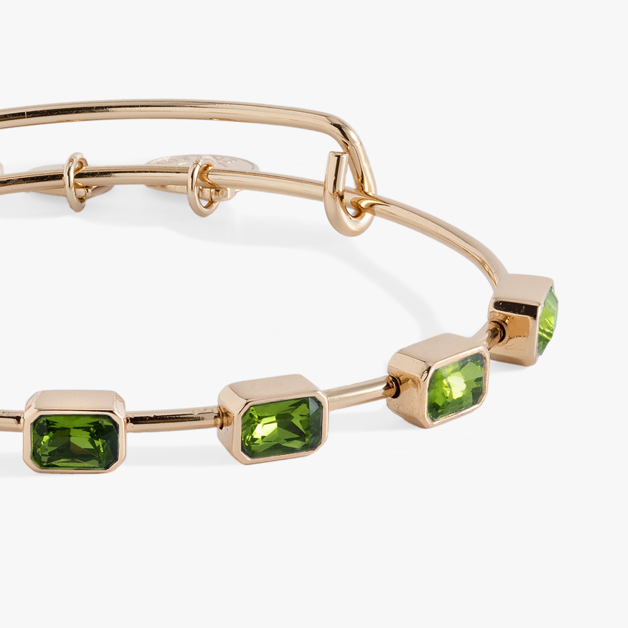 August Birthstone Emerald Cut Bangle Gold | Alex and Ani