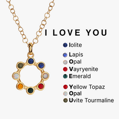I Love You Crystal Necklace Stainless Steel Gold | Alex and Ani