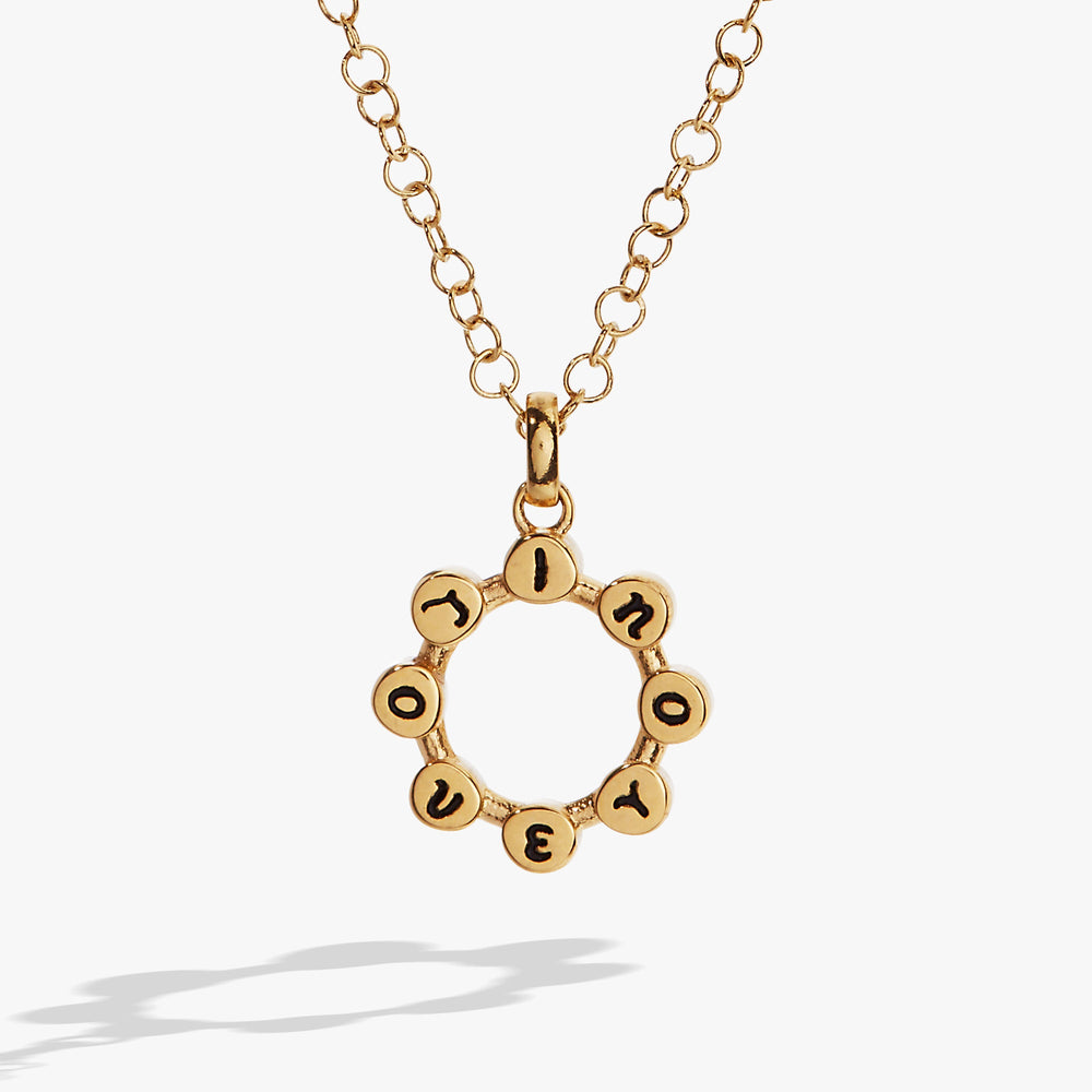 I Love You Crystal Necklace Stainless Steel Gold | Alex and Ani