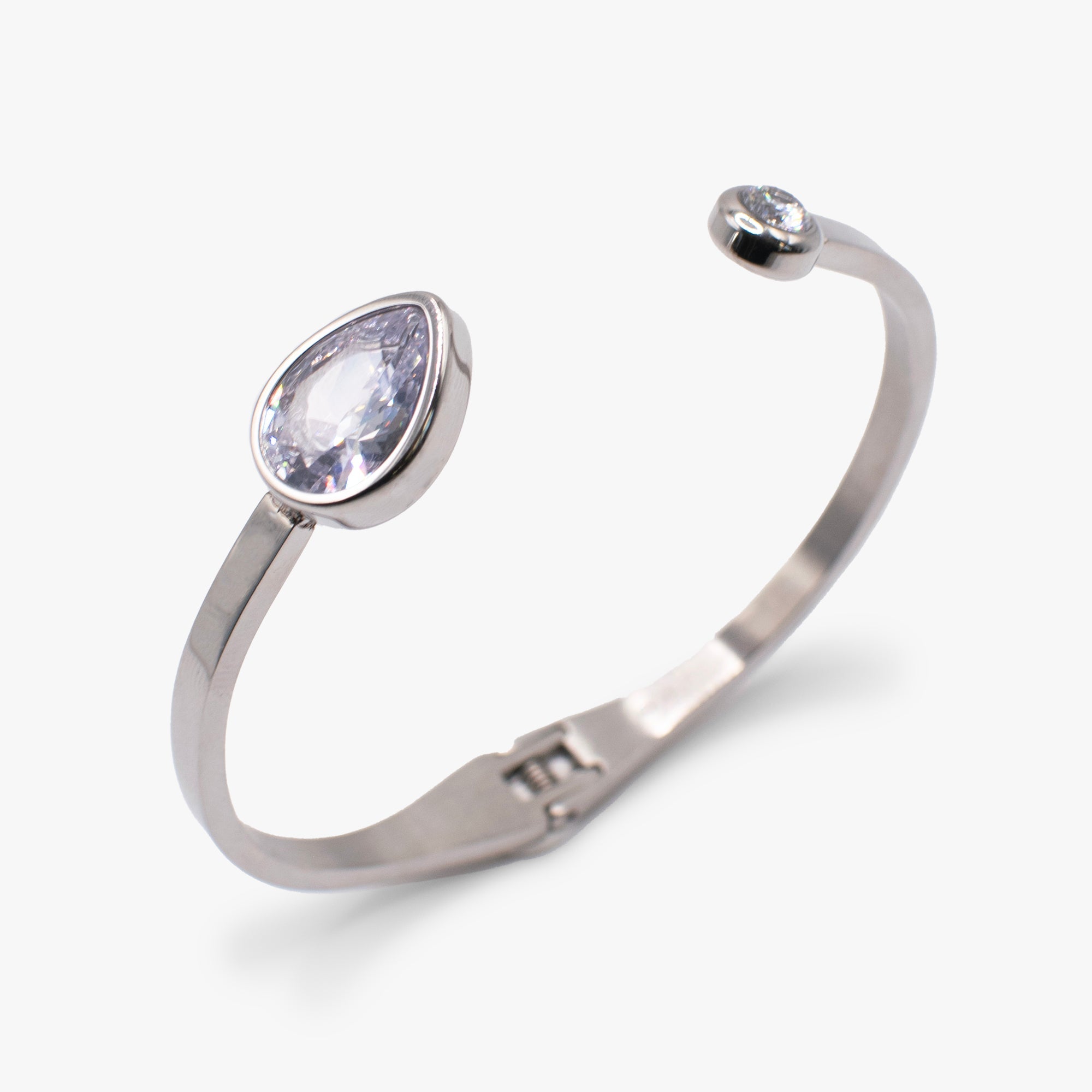 Crystal Hinge Cuff Bracelet – Statement Special Occasion Bracelet Stainless Steel Silver | Alex and Ani