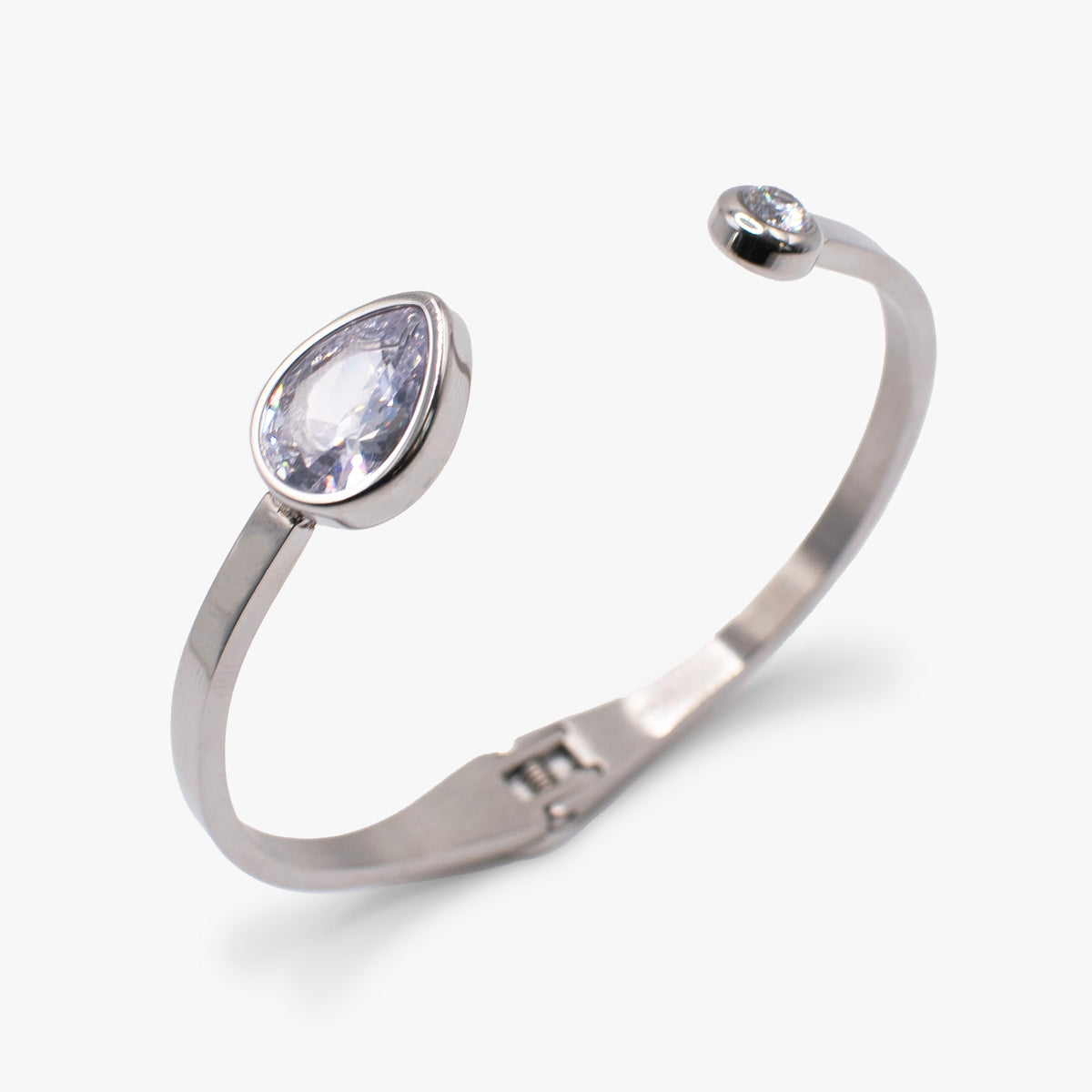 Crystal Hinge Cuff Bracelet – Statement Special Occasion Bracelet Stainless Steel Silver | Alex and Ani