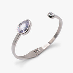 Crystal Hinge Cuff Bracelet – Statement Special Occasion Bracelet Stainless Steel Silver | Alex and Ani