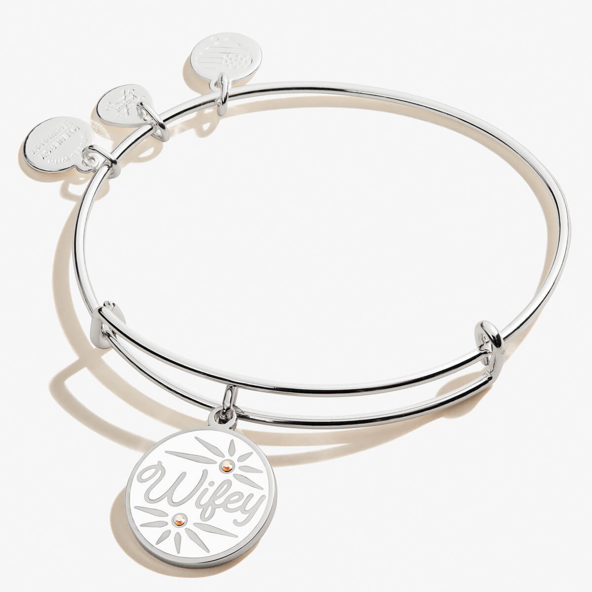 Wifey Bridal Charm Bangle Bracelet – Wedding Gift for Bride Silver | Alex and Ani