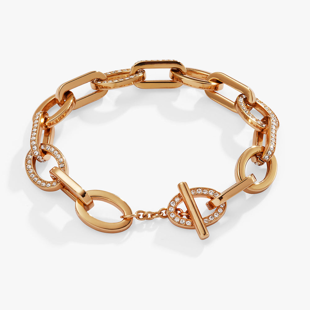 Oval Link Crystal Chain Toggle Bracelet Gold | Alex and Ani