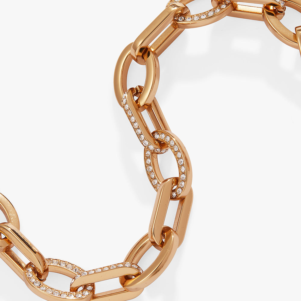 Oval Link Crystal Chain Toggle Bracelet Gold | Alex and Ani