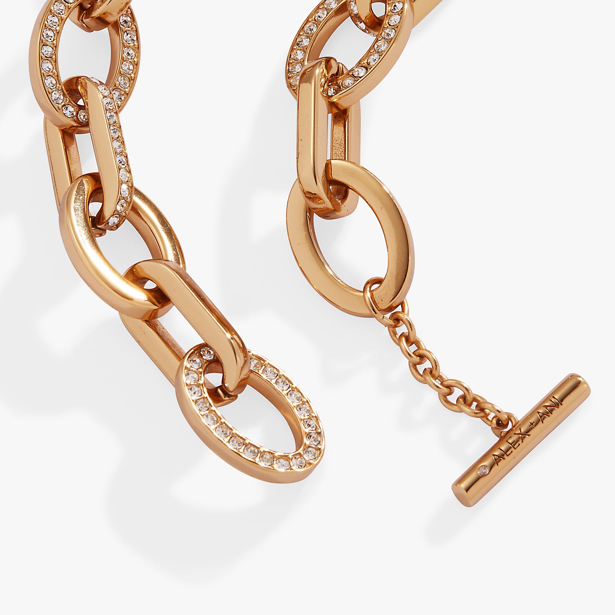 Oval Link Crystal Chain Toggle Bracelet Gold | Alex and Ani