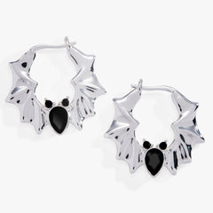 Crystal Bat Hoop Earrings Silver | Alex and Ani