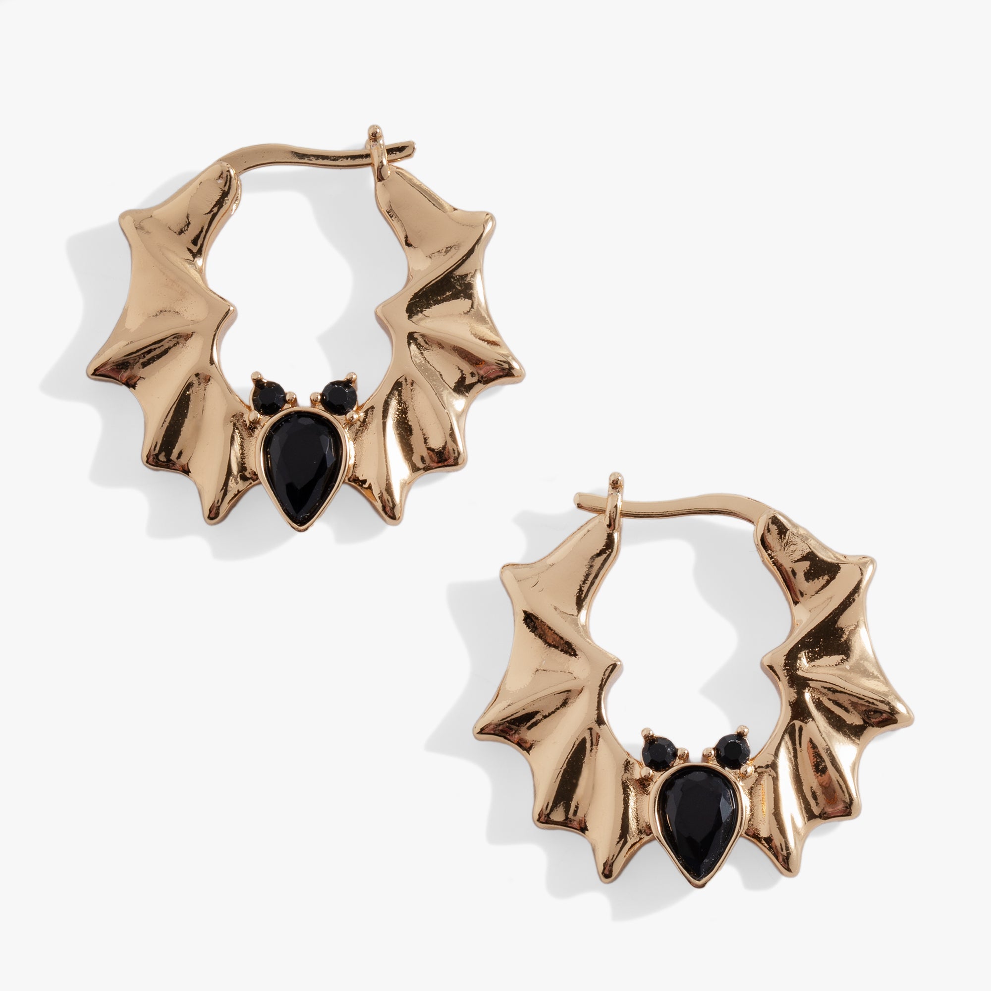 Crystal Bat Hoop Earrings Silver | Alex and Ani
