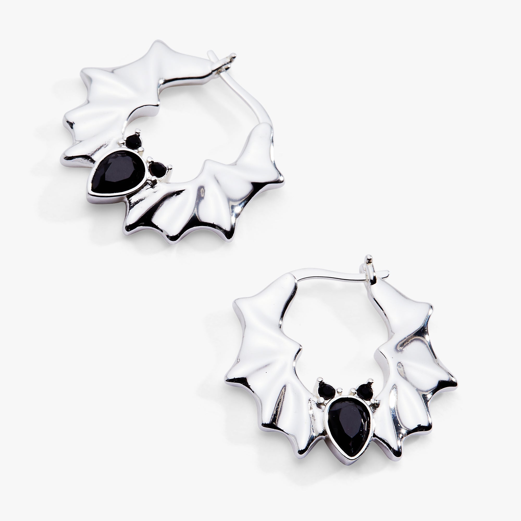 Crystal Bat Hoop Earrings Silver | Alex and Ani