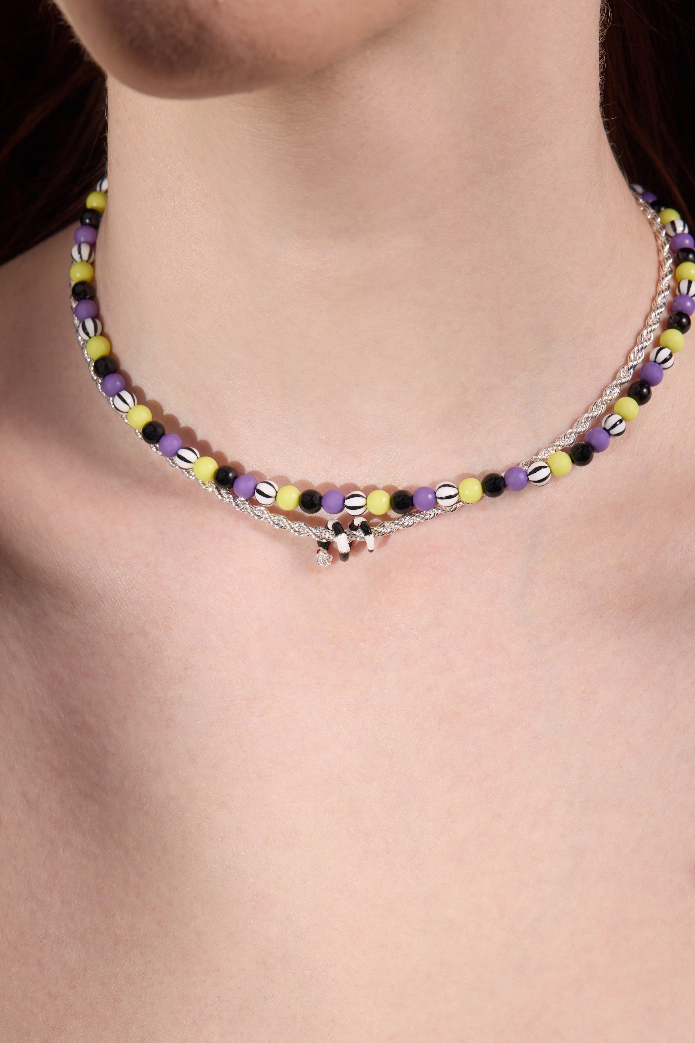 BEETLEJUICE™ Sandworm Beaded Adjustable Necklace Silver | Alex and Ani