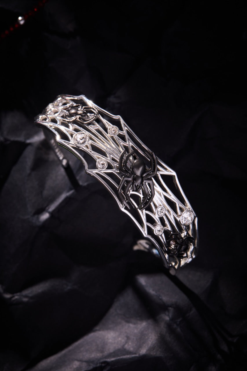 Glow in the Dark Spider Web Cuff Silver | Alex and Ani