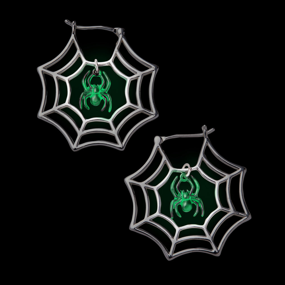 Glow in the Dark Spider Web Hoop Silver | Alex and Ani