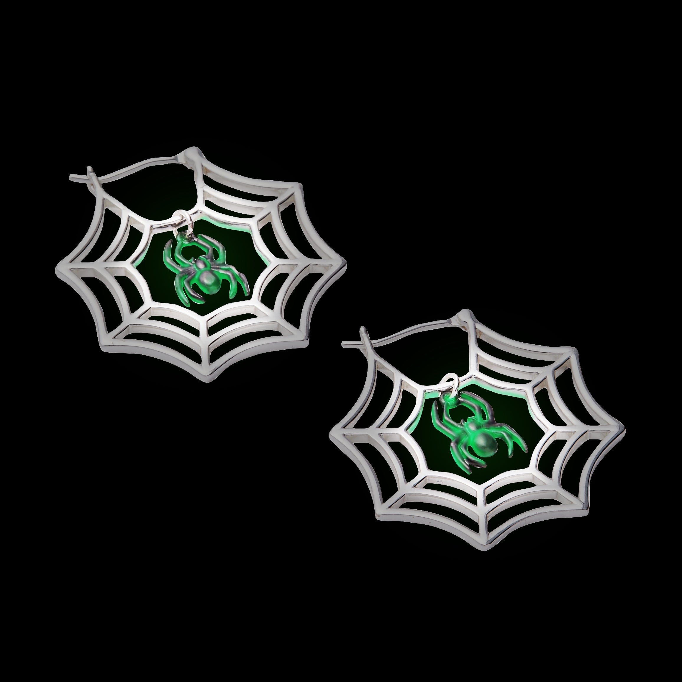 Glow in the Dark Spider Web Hoop Silver | Alex and Ani