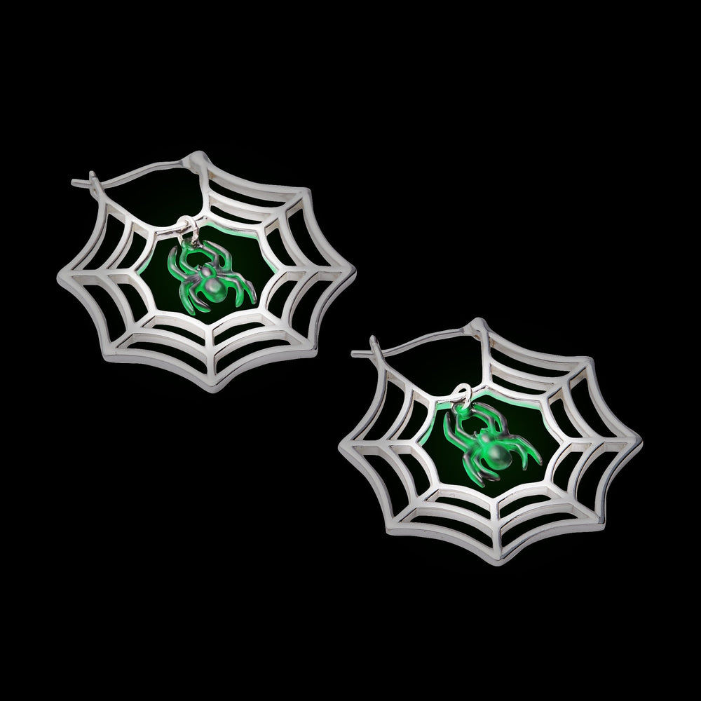 Glow in the Dark Spider Web Hoop Silver | Alex and Ani