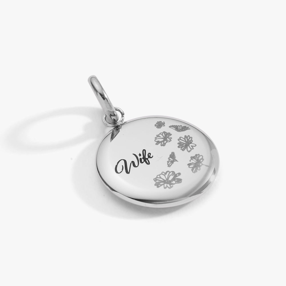 Wife Flower Disc Charm Stainless Steel Gold | Alex and Ani