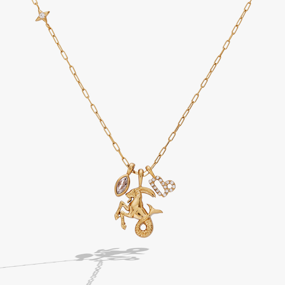 Capricorn Charm Cluster Necklace Stainless Steel Gold | Alex and Ani