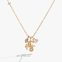 Capricorn Charm Cluster Necklace Stainless Steel Gold | Alex and Ani